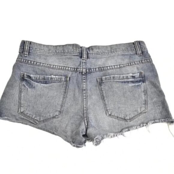 Free People Jean Shorts Button Fly Distressed Blue Cutoffs Size 27 - Picture 4 of 8